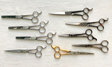 9 Vintage Professional HAIRDRESSER BARBER Scissors HAIR CUTTING Shears SALON