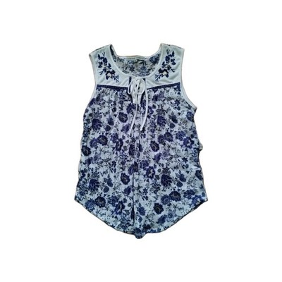 Absolutely Famous Women's Size Small Blue Floral Sleeveless Tank Top