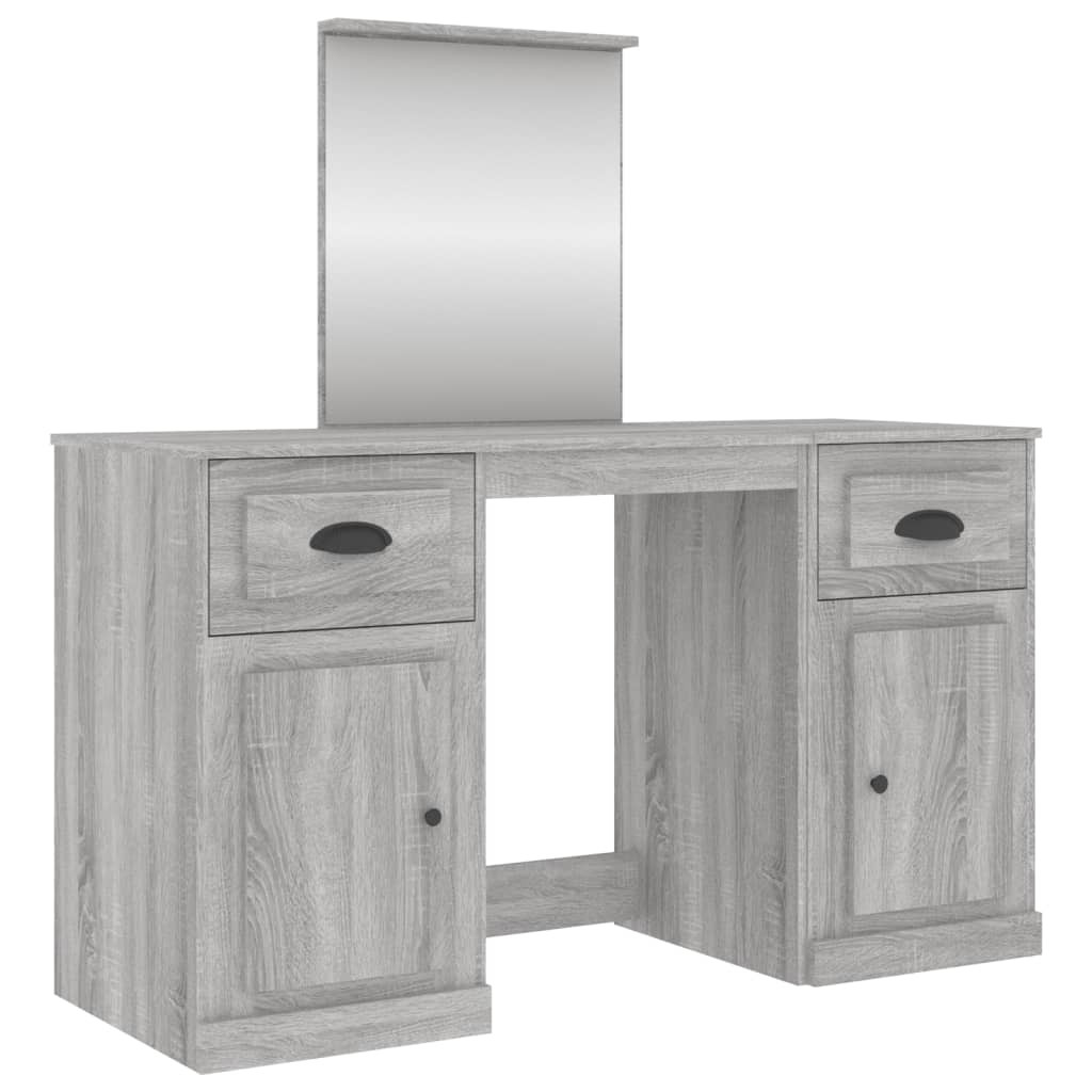 Coiffeuse 130 x 50 x 132,5 cm sonoma gris avec miroir au design épuré