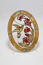 Joan Baker Stained Glass Hummingbird Suncatcher Browns Oval 9"x7"