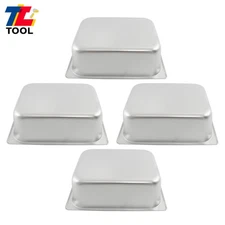 Set of 4 1/2 Size Steam Pans 4" Deep, Anti-Jam Food Service Trays
