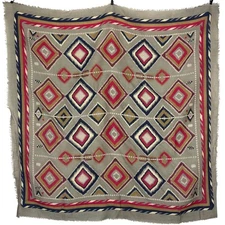 Vintage Aztec Southwestern Square 32" Scarf Sheer Raw Edge Western Boho