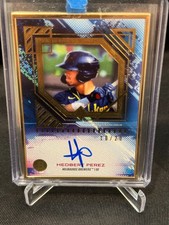 2021 Bowman Transcendent Hedbert Perez Milwaukee Brewers RC Auto Gold Frame #/20