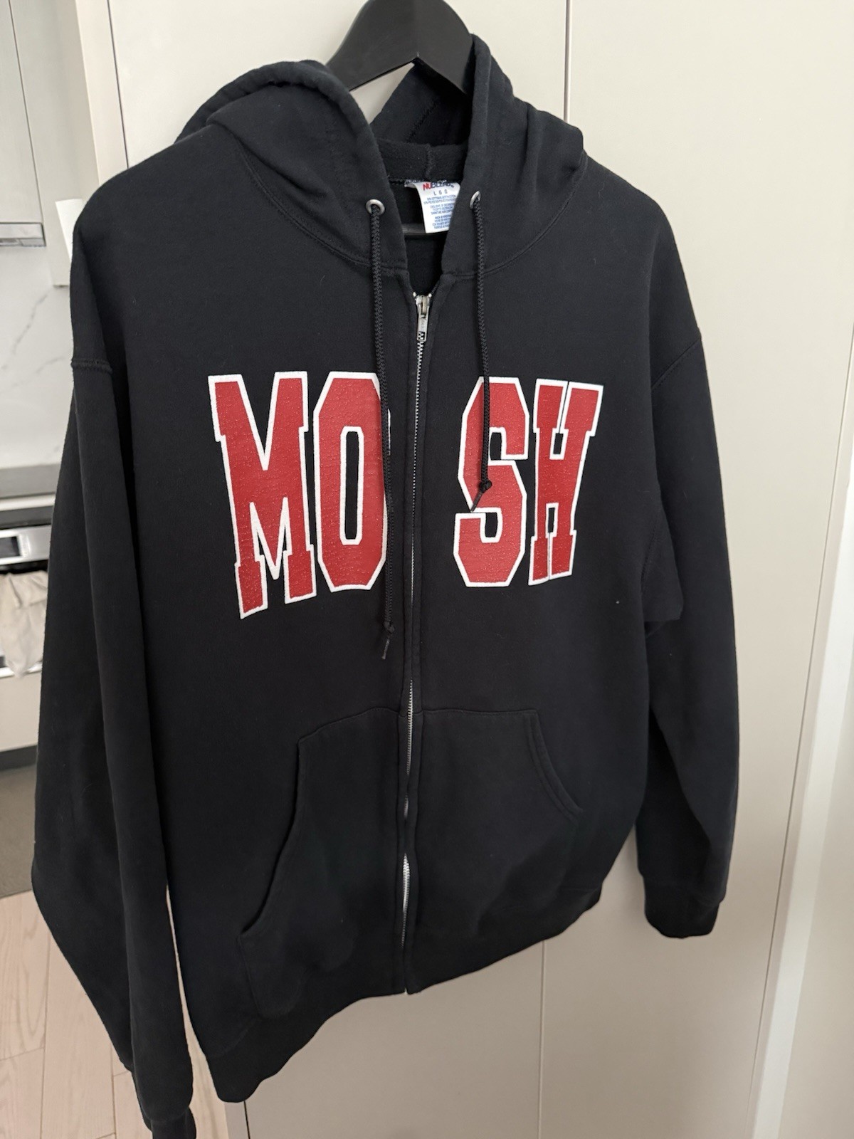 Vintage On Broken Wings Zip Mosh Hoodie Size L Jerzees rare hardcore