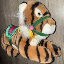 Vintage Aurora Bengal Tiger Plush Stuffed Animal 12" A A Saddle Epic Mount   