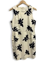 J.Crew White Black Floral Sheath Dress 100% Cotton Women's Size 8 Summer