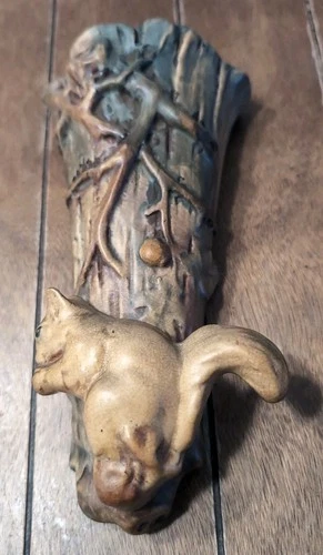 Weller Pottery Woodcraft Squirrel Wall Pocket