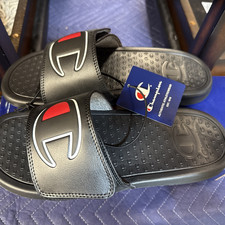 CHAMPION UNISEX MENS, WOMEN ATHLETIC SLIDE SANDAL BLACK MEN 8 WOMEN 10 NWOB
