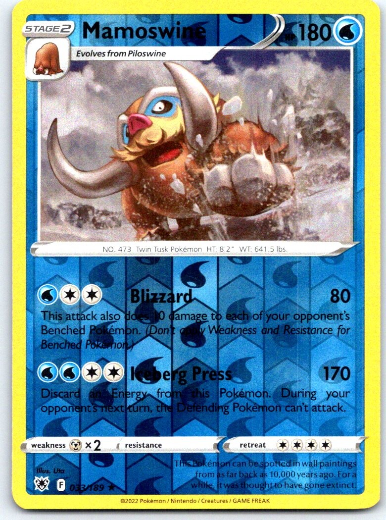 Mamoswine 033/189 Rare Astral Radiance Pokemon Reverse Holo NM