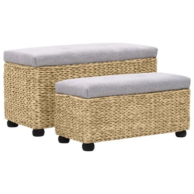 Lot de 2 Ensemble de Banc Jacinthe d'Eau Meubles Salon Entrée Gris vidaXL - Photo 1/2