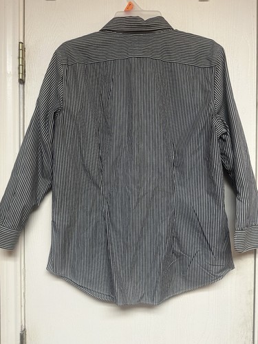 Lauren Ralph Lauren Gray White Striped Button Down Shirt Size Large Non-Iron - Picture 5 of 5