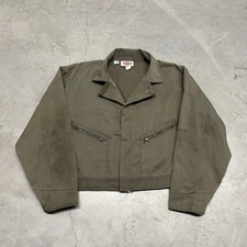 Vintage 80s Dickies Cropped Work Jacket Green Workwear Boxy Fit Grunge Size XL