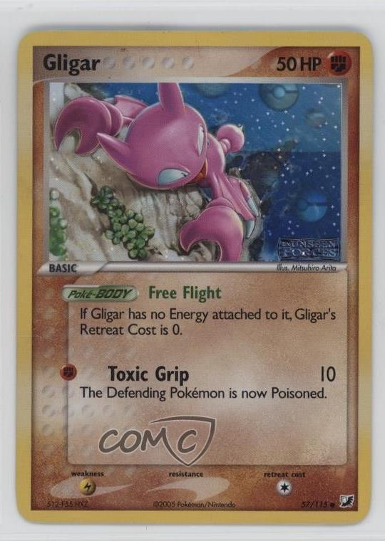 Gligar Reverse Foil Pokemon EX Unseen Forces #57 2005