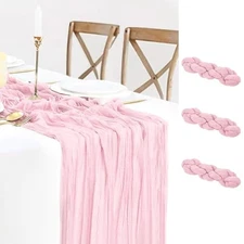 3 Pack Table Runner Cheesecloth Gauze Table Runner 10ft x 3pcs Blush Pink