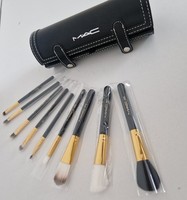 M.A.C Cosmetic Brush Set: 9 Brushes + Mirror & Case-Very Fast UK delivery