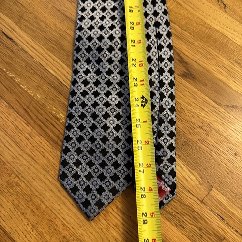 Haines & Bonner of London Hand Made All Silk Necktie - Blue Silver Geometric - Picture 9 of 9