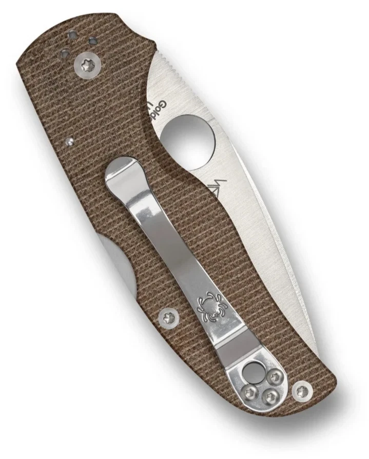 Spyderco Native 5 Brown Canvas Micarta CPM Cru-Wear 2.95" Folding Pocket Knife - Image 4 of 4