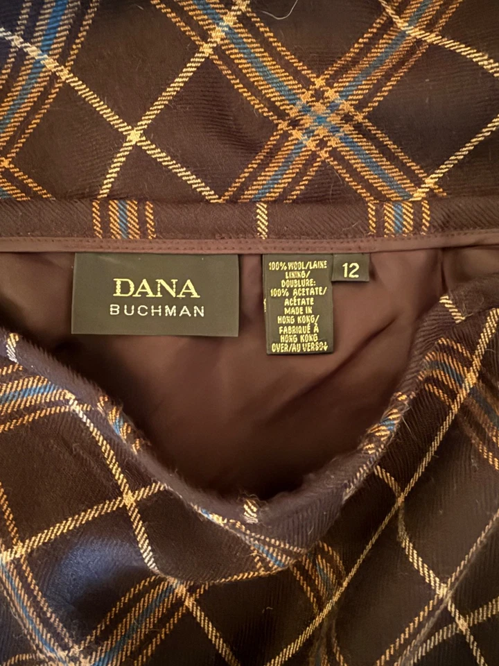 DANA BUCHMAN черный ярлык коричневый клетку длинная юбка размер 12 - Изображение 3 из 3