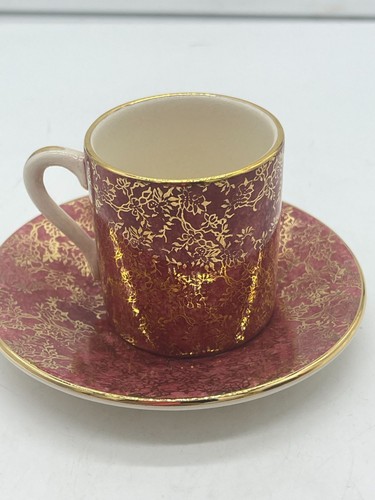 Vintage Sandland Ware Demitasse Teetasse und Untertasse Set Sommer Muster England - Bild 2 von 6