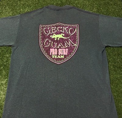 Vintage 90s Gecko Hawaii Pro Surf Team GUAM Graphic VTG Shirt Mens Size Large