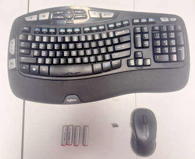 Logitech K350 Ergonomic Keyboard + M510 Wireless Mouse USB Receiver Batteries