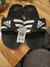Adidas Adissage Sandals Slides Shoes Black White Mens 13 Women 14 NEW — photo 1