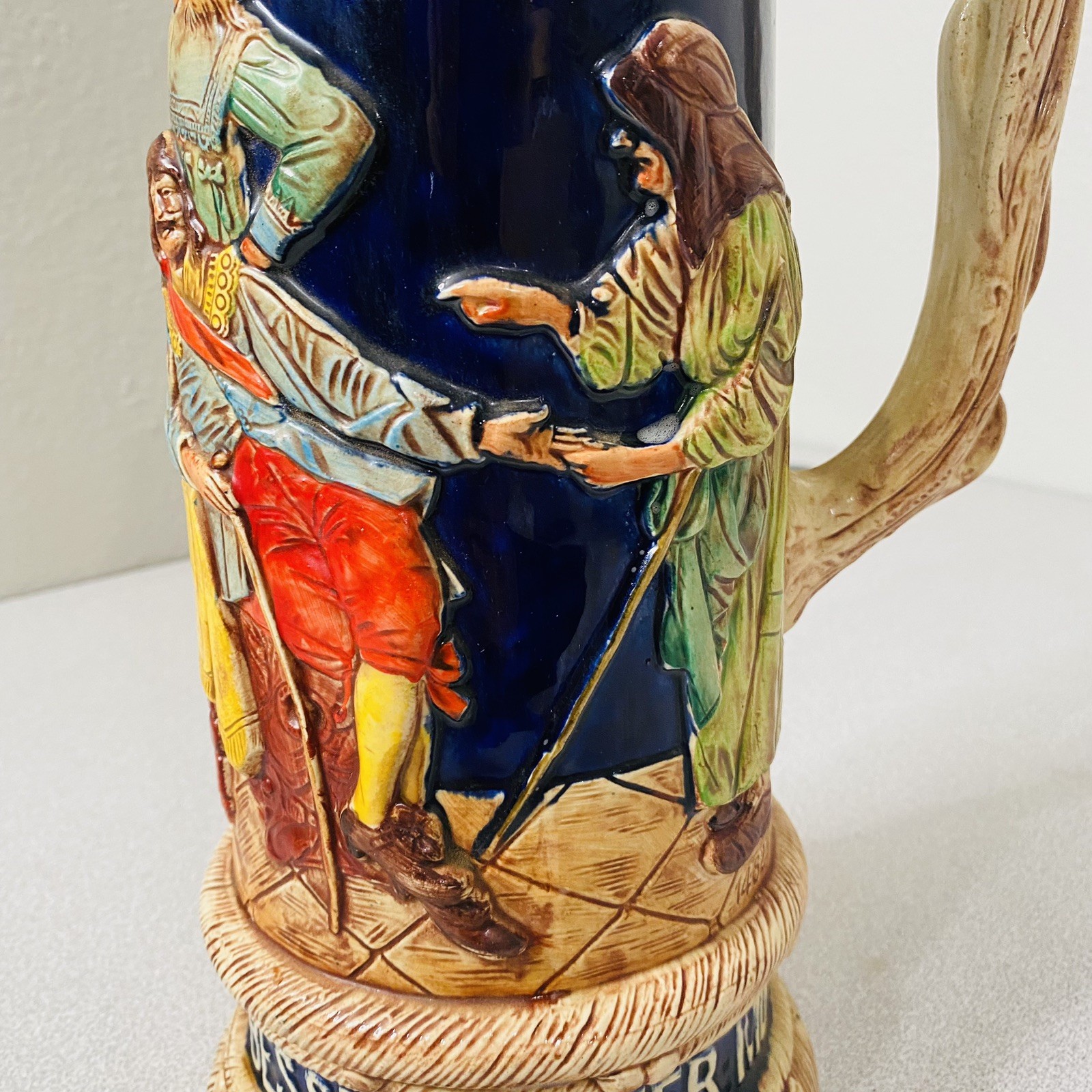 Vtg XL 3 Liter German Beer Stein Pewter Lid Western Germany 1482 Courage