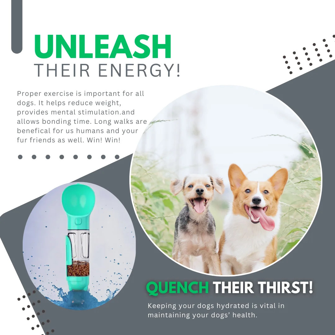 Dog Water Bottle,Portable Travel Pet Water Bottle with Food Container,Outdoor Mu