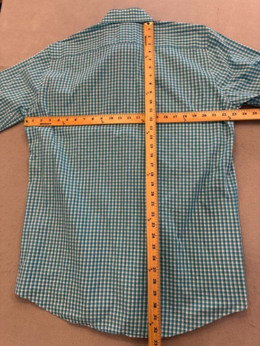 J.Ferrar Dress Button Up Shirt Mens Large Bright Blue Plaid 16.5" Collared - Picture 5 of 5