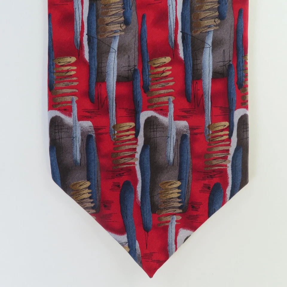 Corbata Colores Cóctel Para Hombre Seda Rojo Azul Abstracto 3" 60" Largo Potencia Foto 2 de 4