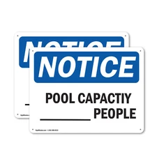(2 Pack) Pool Capacity ____ People OSHA Notice Sign Decal Metal Plastic