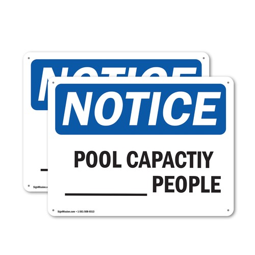 (2 Pack) Pool Capacity ____ People OSHA Notice Sign Decal Metal Plastic - Bild 1 von 23