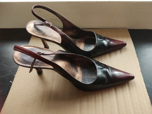 JOANNE MERCER Sling Back Heels Toffee Apple Red Womens Size 37 1/2 - Picture 5 of 18
