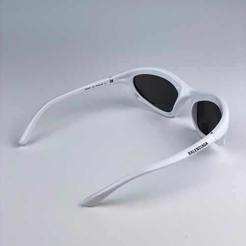 Balenciaga Women Sunglasses White Grey Bat Rectangle BB0229S 004 NEW - Picture 6 of 17