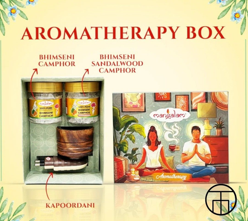 THH Mangalam Aromatherapy Gift Box Mini | Bhimseni Camphor (2 Jars) + Diffuser - Picture 3 of 5