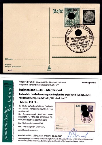 Sudetenland MAFFERSDORF 133 Su Phil Card + Gepr. Find 200EUR (BA3673)