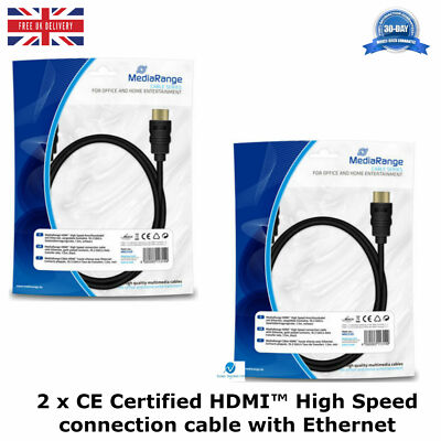 2 HDMI  High Speed Verbindungskabel mit Ethernet vergoldeten Kontakten 10,2 Gbit