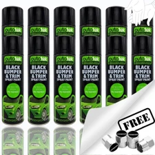 12 x Autotek Car BLACK BUMPER TRIM Spray Paint Restore Faded Plastic 500ml +G+CP