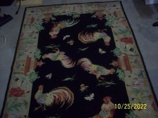 Victorian Hand hooked Rooster MultiColor Rug