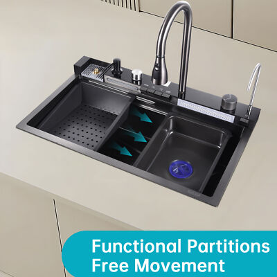 29.5''x17.7'' Stainless Steel Single Bowl Kitchen Smart Sink with Pull-Out Faucet