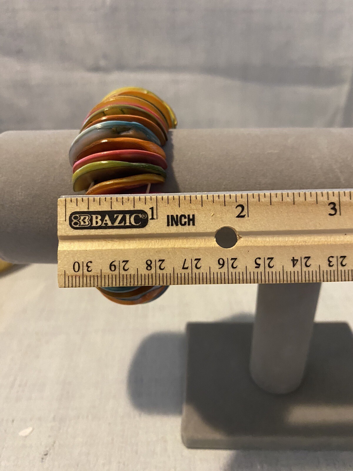 Rainbow-Colored Puka Shell Bracelet Elastic Band - image 5