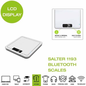 Brand New Salter 1193 Cook Bluetooth Pro Kitchen Scale In White