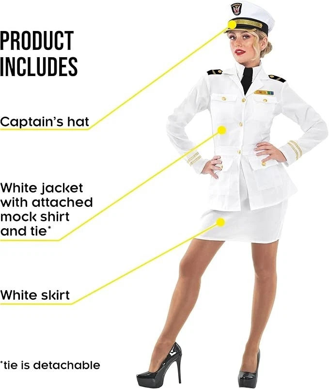 Disfraz de Capitán Blanco para Mujer Damas Uniforme de Oficial de la Marina Traje de Marinero S - XXL Foto 4 de 4