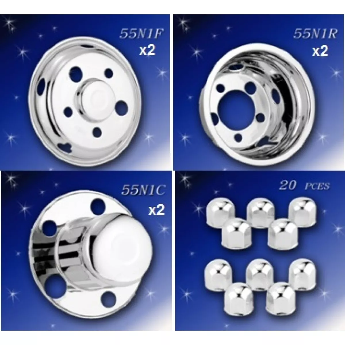 NPR STAINLESS STEEL TRUCK CHROME WHEEL COVERS HUBCAPS TRIMS TRUCKS