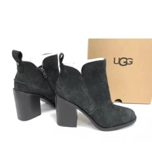 UGG PIXLEY BOOT BLACK WOMENS BOOTIE HEEL SIZE US 8.5/UK 6.5