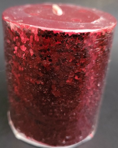 Fall Autumn Metallic Glitter Pillar Candles, 2.75”Hx2.5”D Select: Color - Picture 3 of 5