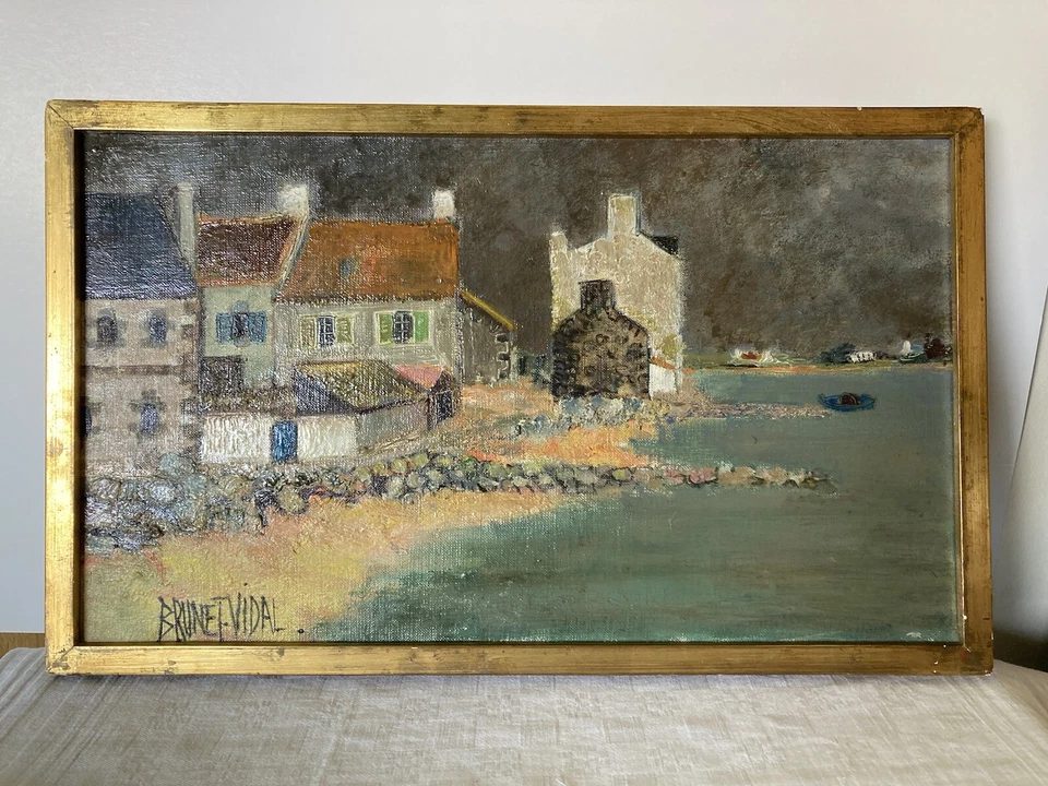 Michelle BRUNET VIDAL (1938):Vue des maisons bretonnes - Photo 2/4