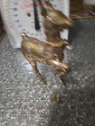 Vintage Christmas Gold Glitter Hard Plastic Reindeer Deer w/ Bell MCM — photo 3