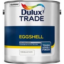 Dulux Trade White Eggshell Paint Gloss Mid-Sheen Pure Brilliant White All Sizes