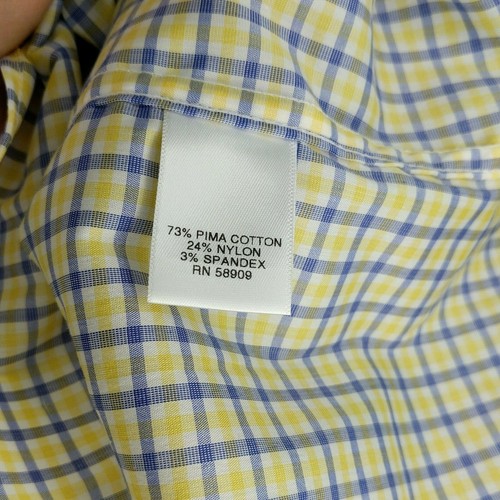 NEW Daniel Cremieux Classics Mens XXL Dress Shirt Yellow Blue Check Stripe - Picture 8 of 8